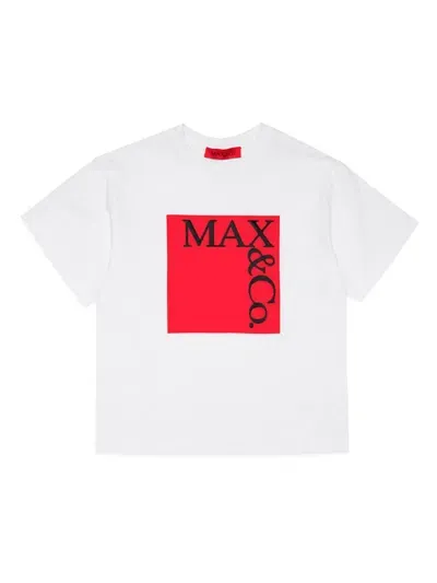 Max & Co Kids' Logo-print Cotton T-shirt In White