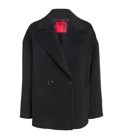 Max & Co Virgin Wool Pea Coat In Black