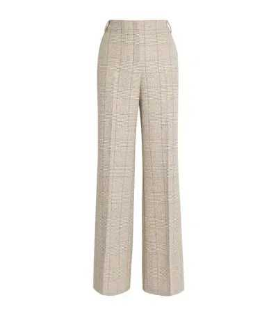 Max & Co Wool-blend Check Trousers In Beige