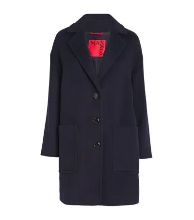 Max & Co Wool-blend Coat In Blue