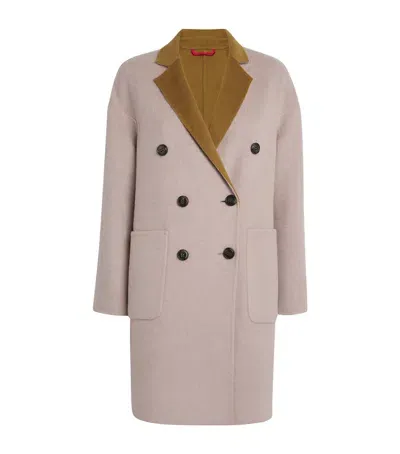 Max & Co Wool-blend Reversible Coat In Beige