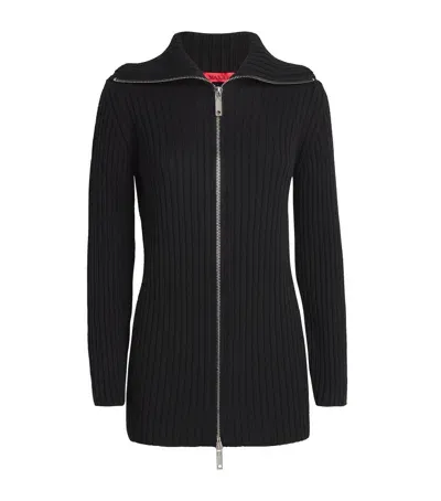 Max & Co Wool-blend Zip-up Cardigan In Black