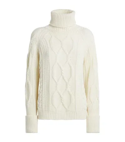 Max & Co Wool Cable Knit Rollneck Sweater In White