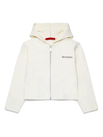 Max & Co Kids' Zip-up Cotton Hoodie In White