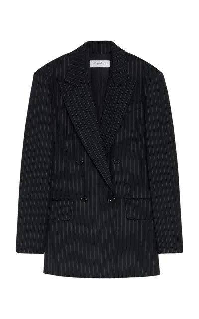 Max Mara Albany Stretch-wool Blazer In Blue