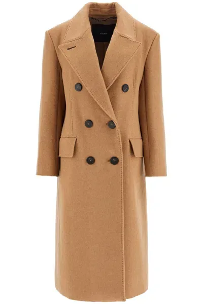 Max Mara Atelier Double Breasted Cashmere And Camel Coat In Brown