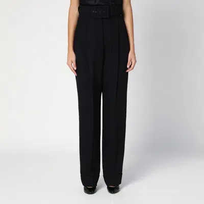 Max Mara Pianoforte Black Grain De Poudre Wool Trousers