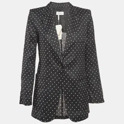 Pre-owned Max Mara Black Polka Dots Print Ramie Pittore Blazer M