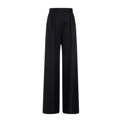 Max Mara Striped Wide Leg Trousers In Black