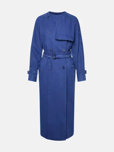 Max Mara 'calao' Blue Cotton Trench Coat