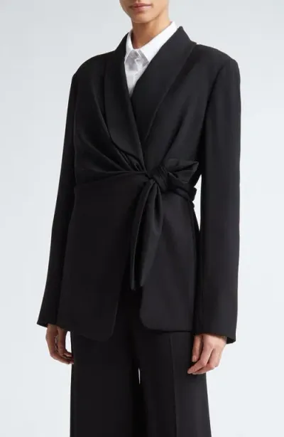 Max Mara Comma Tie Detail Crepe Blazer In Black