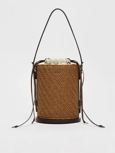 Max Mara Crochet Archetipo Bucket Bag In Brown