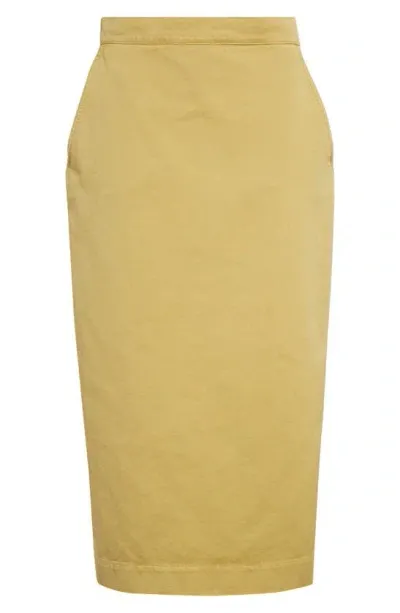 Max Mara Denver Cotton Twill Pencil Skirt In Yellow