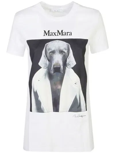 Max Mara Dog-print Cotton T-shirt In White