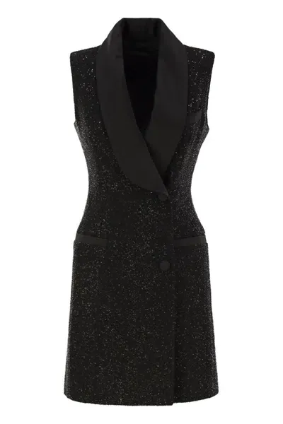 Max Mara Eiffel - Sequined Robe Manteau Dress In Black