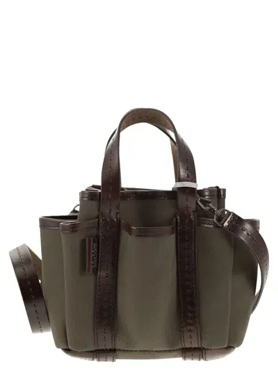 Max Mara Gardenca Basxs Giardiniera Mini Canvas And Leather Tote Bag In 深绿色