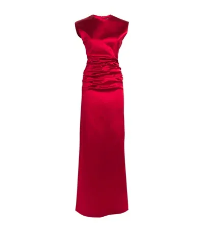 Max Mara Gathered Maxi Dress In Red