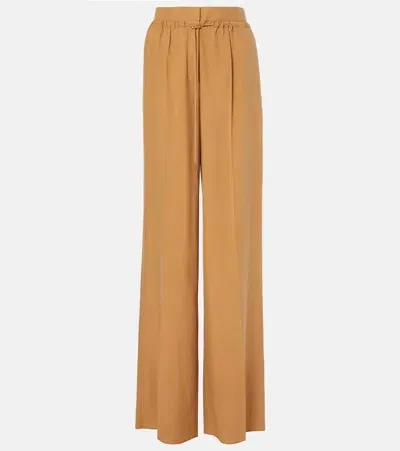 Max Mara Grana Silk Wide-leg Pants In Yellow