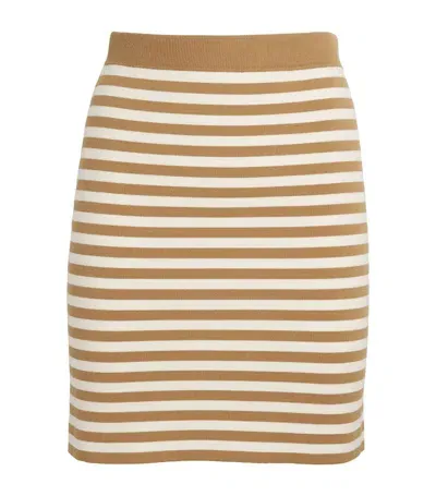 Max Mara Knitted Striped Mini Skirt In Brown