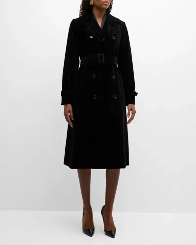 Max Mara Lana Belted Cotton Gabardine Trench Coat In Black