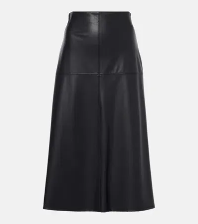 Max Mara Scilli Coated Jersey Midi Skirt In Black