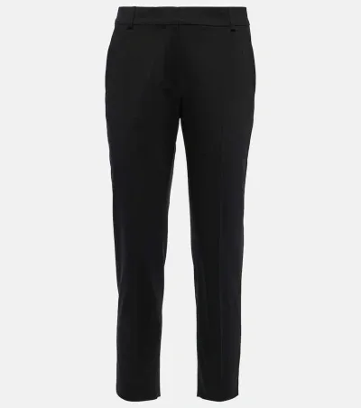 Max Mara Lince Cotton Cropped Straight Pants In Black