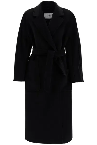 Max Mara Locri Robe Coat With Wrap In Black