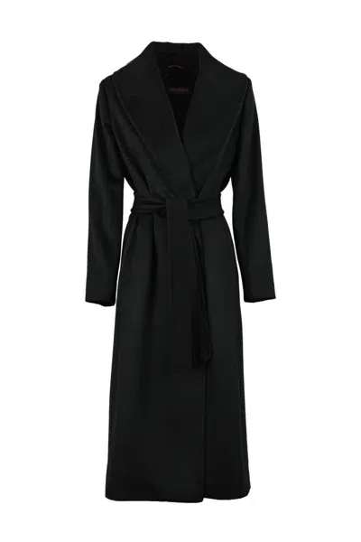 Max Mara Loriana Coat In Wool Drap In Black