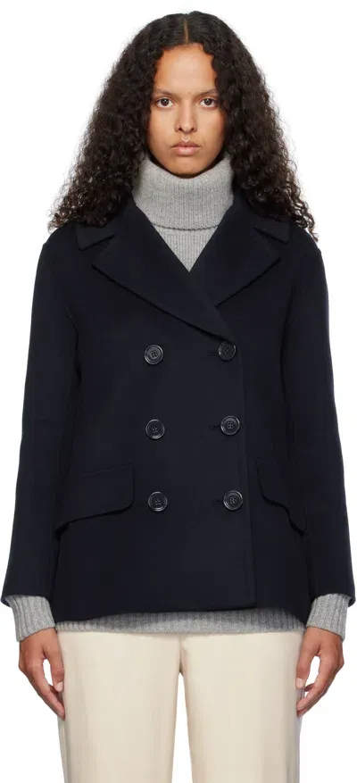 Max Mara Navy Efebo Peacoat In 081 Midnightblue