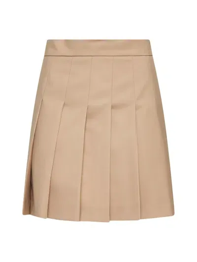 Max Mara Pleated Mini Skirt In Brown