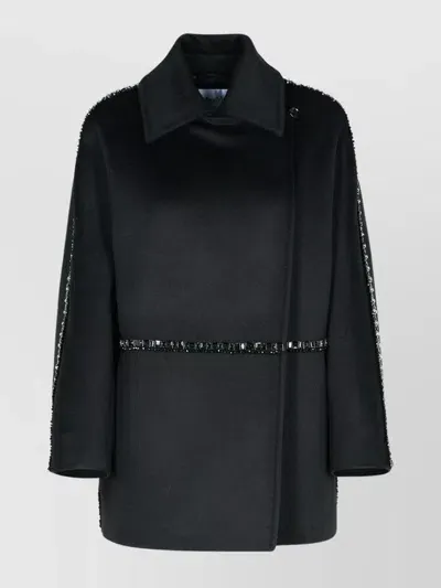 Max Mara Rapido Embellished Brushed Coat In Black