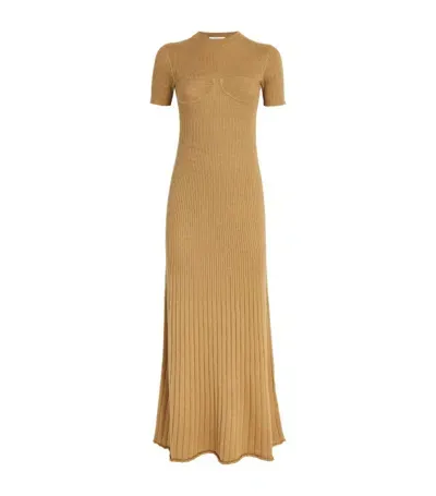 Max Mara Europa Wool & Silk Knit Maxi Dress In Brown