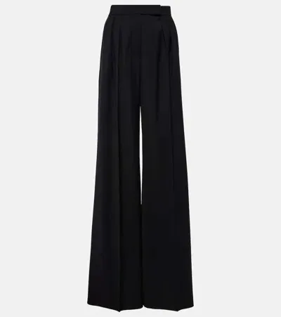 Max Mara Rimini Virgin Wool Wide-leg Pants In Black