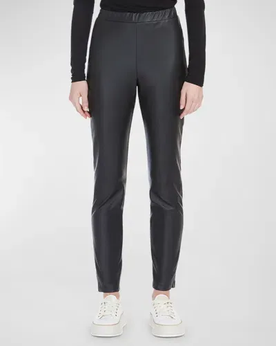 Max Mara Rodano Cropped Faux Leather Pants In Black