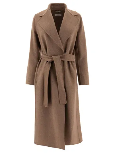 Max Mara S "poldo" Wool Belted Coat In Brown