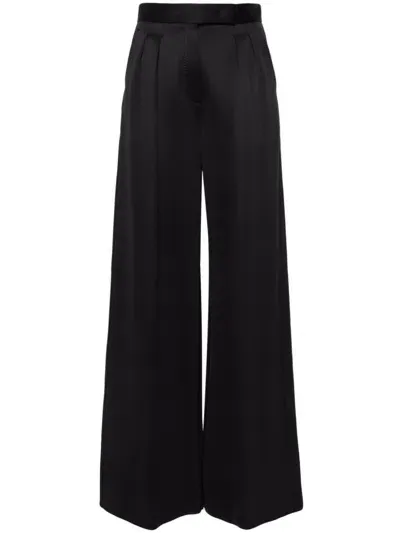 Max Mara Zinnia Jersey High Waist Wide Pants In Black