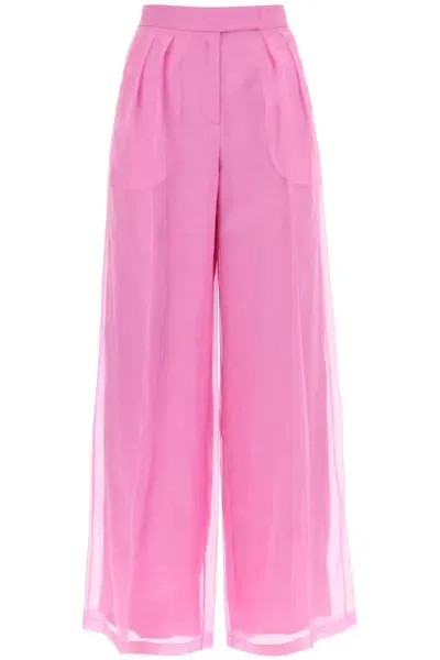 Max Mara Silk Organza Tailored Pants In Nine In Pink