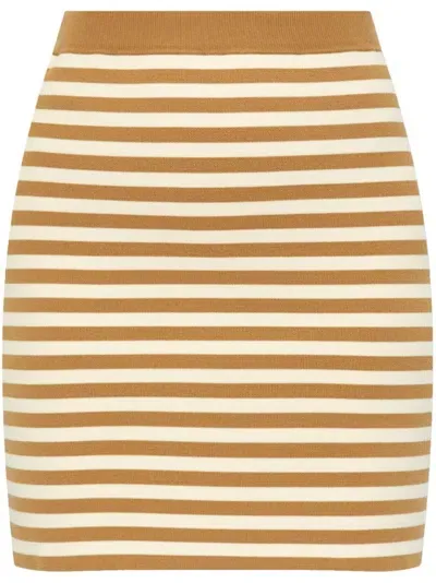 Max Mara Striped Knitted Miniskirt In Brown