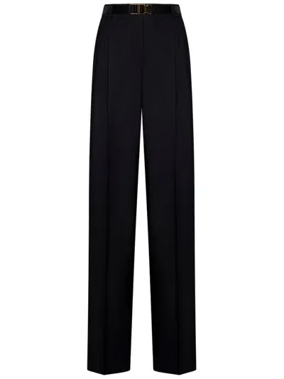 Max Mara Studio Belted Straight Leg Trousers In Black