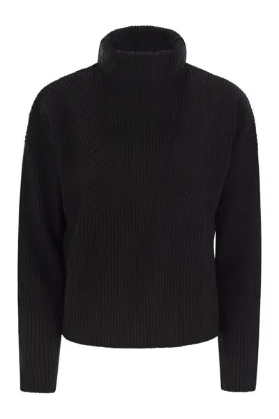 Max Mara Studio Golia - Wool And Cashmere Turtleneck Sweater In Black