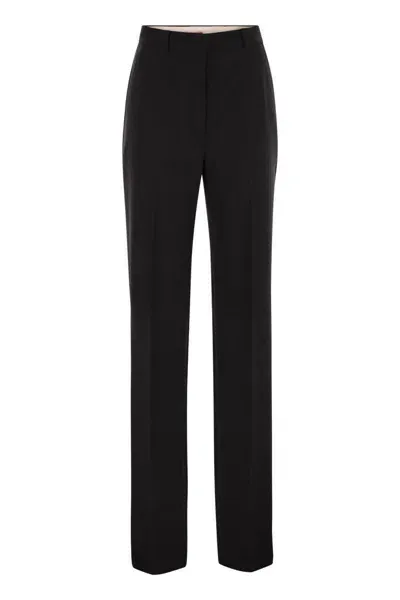 Max Mara Studio Quasar - Wool Satin Crepe Trousers In Black