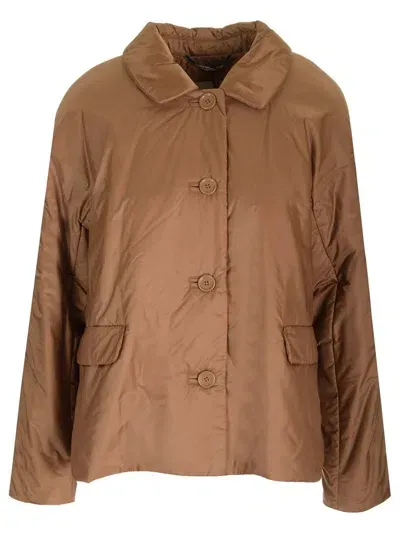 Max Mara The Cube Buttoned Padded Coat In Brown