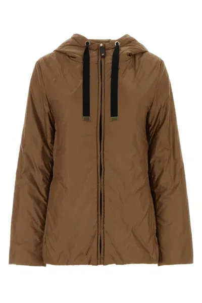 Max Mara The Cube Caramel Polyester Greenh Jacket In Brown