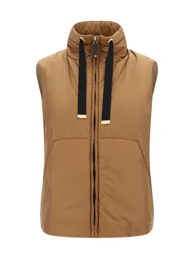 Max Mara The Cube Down Vest In Brown