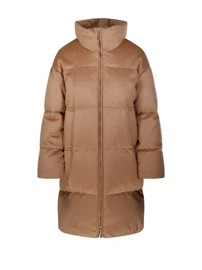 Max Mara The Cube High Neck Padded Coat In Brown