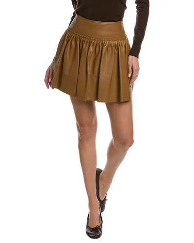 Max Mara Tritone Leather Mini Skirt In Brown