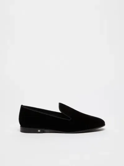 Max Mara Velvet Slippers In Black