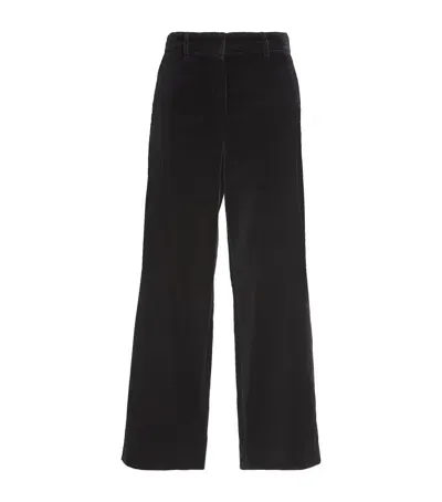 Max Mara Velvet Wide-leg Tailored Trousers In Black