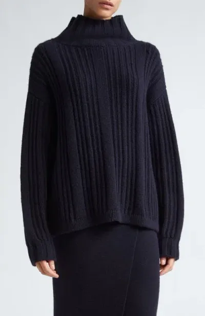 Max Mara Vitalba Wool Knit Turtleneck Sweater In Navy