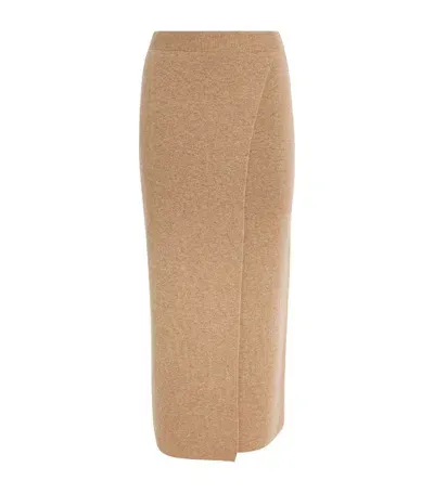 Max Mara Lvr Exclusive Wool Blend Knit Midi Skirt In Camel